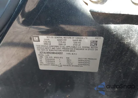 2011 GMC Terrain Slt-2 z USA, uszkodzony, nr VIN 2CTALWEC5B6424287